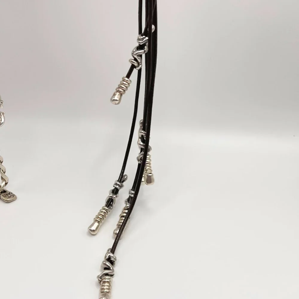 UNO de 50 Leather Silver plated Necklace Skalator Woman Climb BOHO Tassel Dangle - Picture 9 of 16
